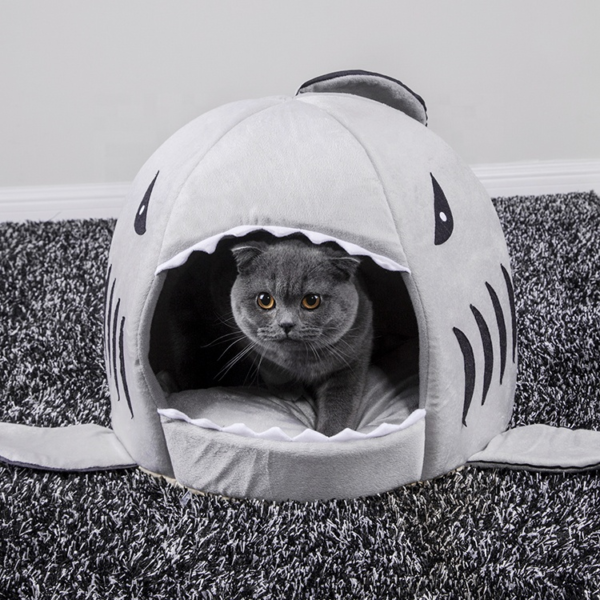 Shark shape Cat Bed With Removable Cushion (1)