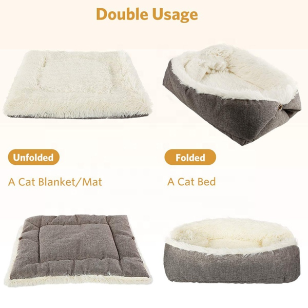 PB009 2 in 1 Soft Plush Blanket Foldable Pet Mat (1)