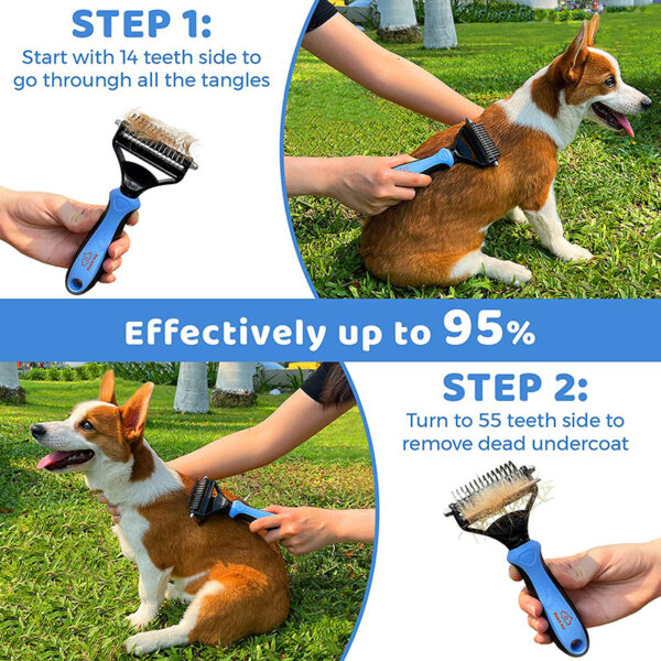 SE-PG-008-4 2 in 1 Pet Dog Dematting Comb Brush