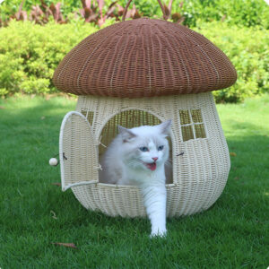 SE-PB079 Rattan Mushroom Cat Cave-2