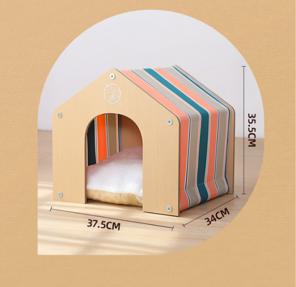 SE PB086 Wooden & Oxford Cloth Cat Bed (2)