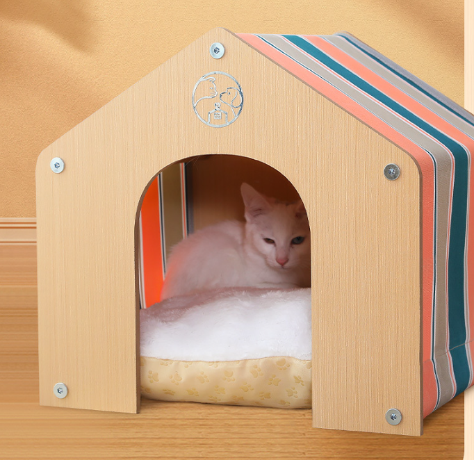 SE PB086 Wooden & Oxford Cloth Cat Bed (4)