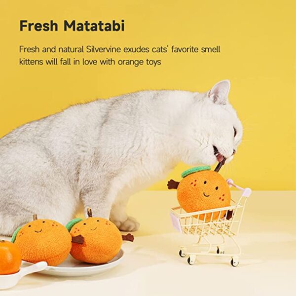 SE PT084 Orange Shaped Cat Soft Plush Chew Toys (3)