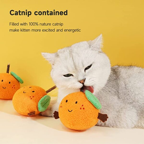 SE PT084 Orange Shaped Cat Soft Plush Chew Toys (4)