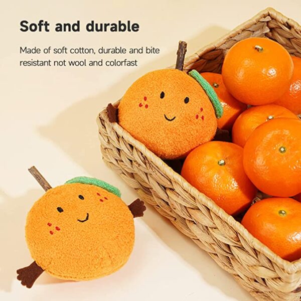 SE PT084 Orange Shaped Cat Soft Plush Chew Toys (5)