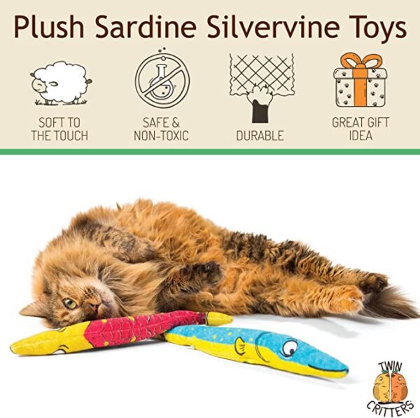 SE PT086 2 Pack Refillable Sardine Plush Cat Toys (3)